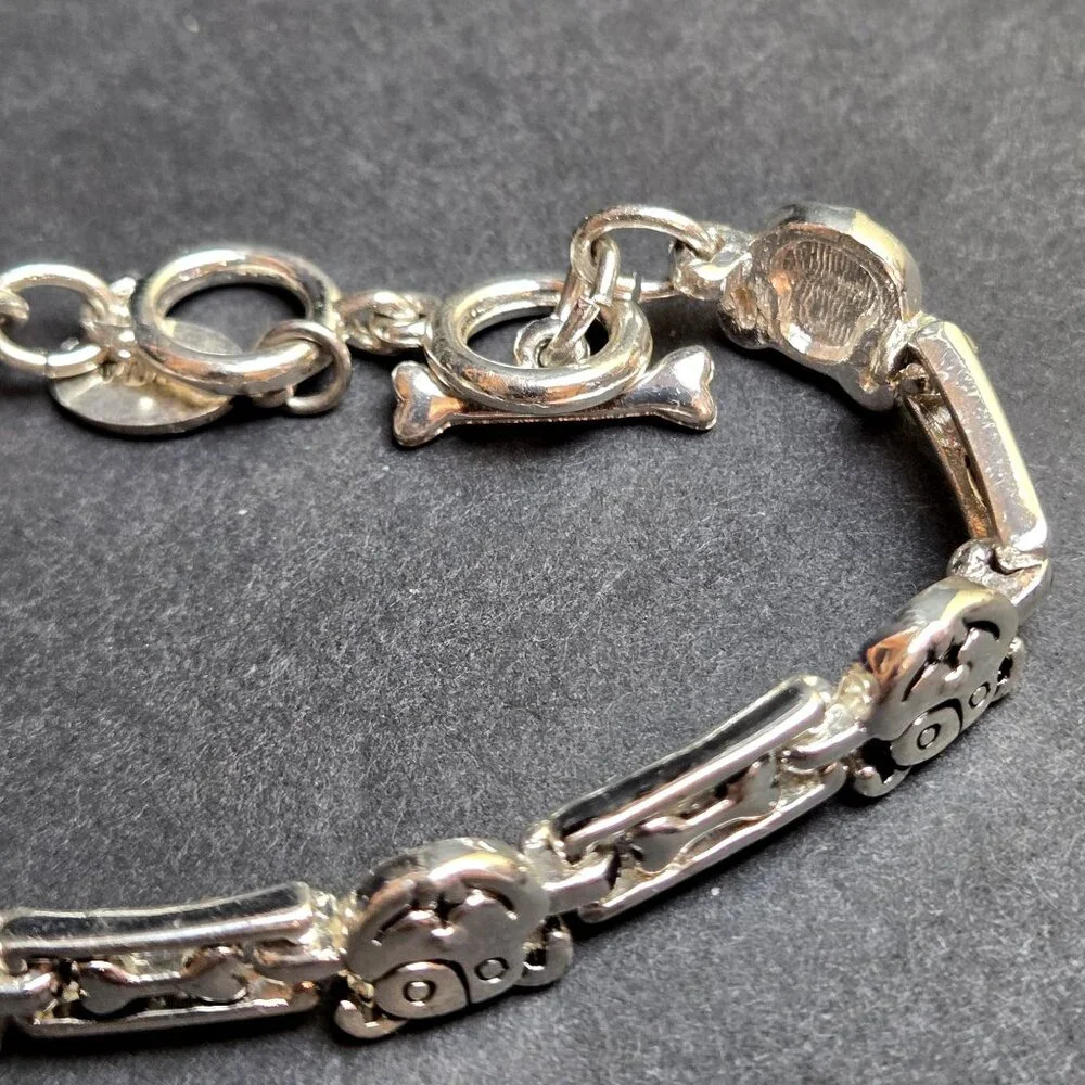Cookie Lee Silver-Tone Dog Bone & Smiley Face Bracelet For Women